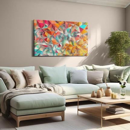 Canvas schilderij woonkamer Kleurrijke Driehoeken in de Vorm van Driehoeken