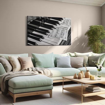 Canvas schilderij woonkamer Zwart Witfoto van een Piano