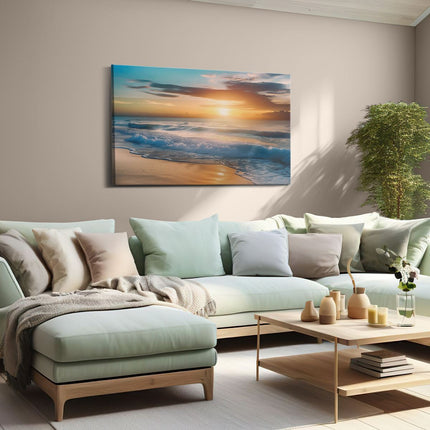 Canvas schilderij woonkamer De Zon gaat onder boven de Oceaan