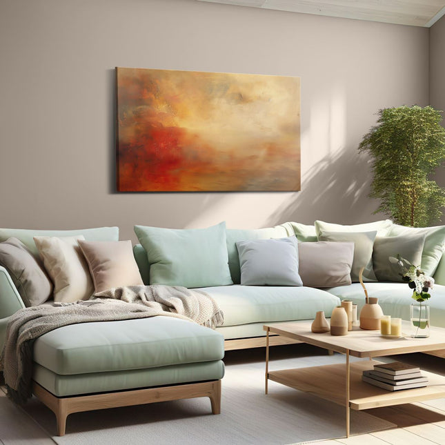Canvas schilderij woonkamer Abstract Kunstwerk met Rode, Gele en Oranje Kleuren