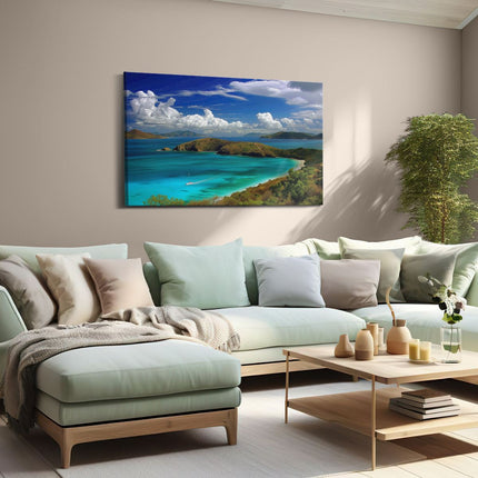 Canvas schilderij woonkamer Zeilboot op een Blauwe Zee
