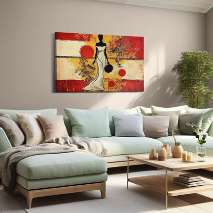 Canvas schilderij woonkamer Vrouw in een Witte Jurk