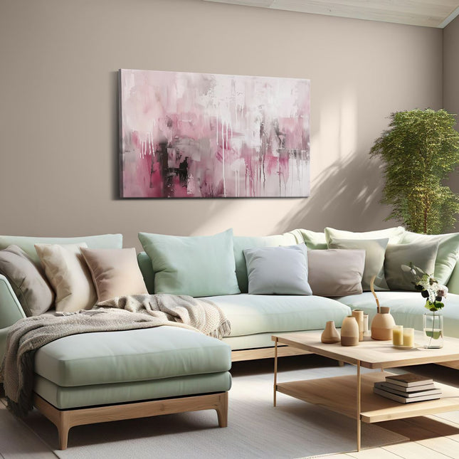 Canvas schilderij woonkamer Abstract Kunstwerk in Roze en Zwart