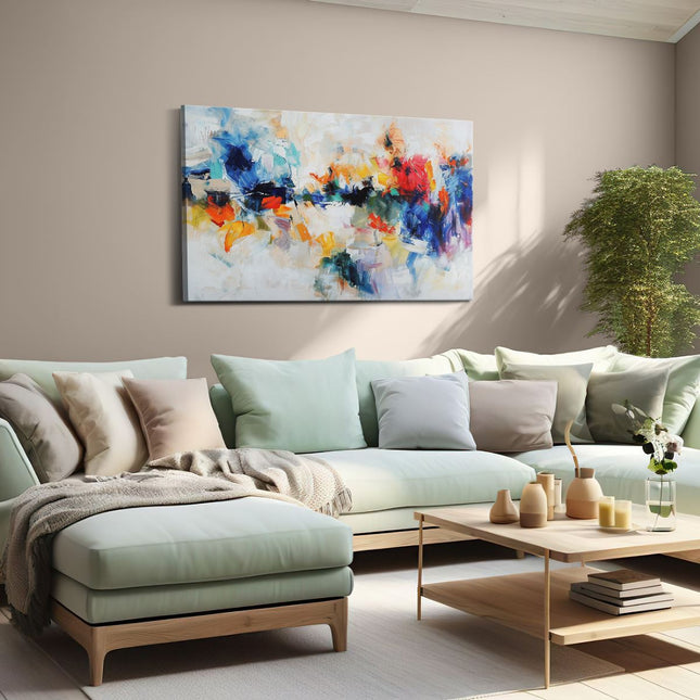 Canvas schilderij woonkamer Abstract Kunstwerk met Heldere Kleuren