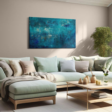 Canvas schilderij woonkamer Abstract Kunstwerk met Blauw en Goud