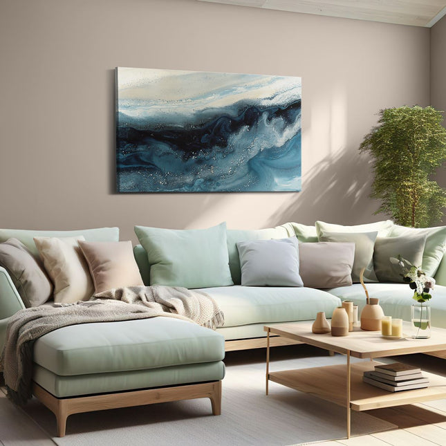 Canvas schilderij woonkamer Blauw en Wit Kunstwerk
