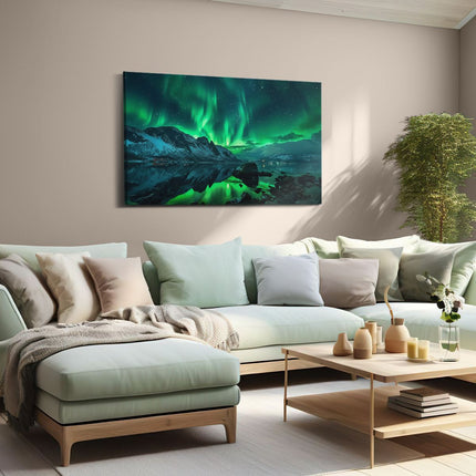 Canvas schilderij woonkamer De Aurora Borealis Verlicht de Nachtelijke Hemel