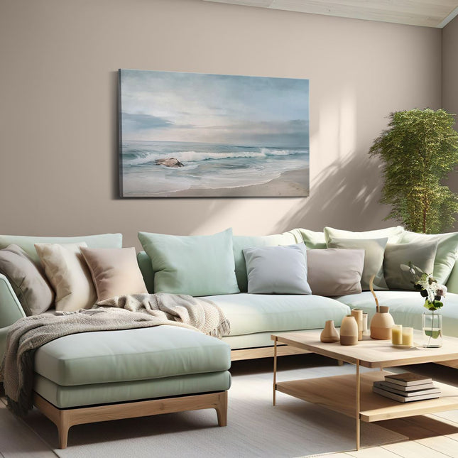 Canvas schilderij woonkamer Kunstwerk van Golven op een Strand