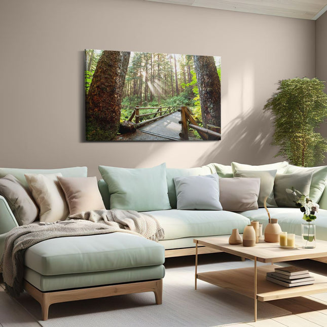 Canvas schilderij woonkamer Brug in het Bos