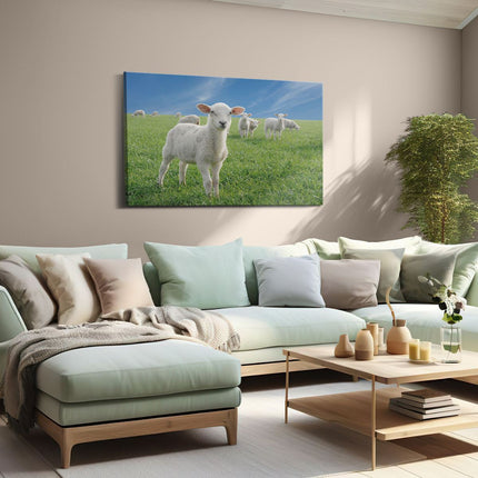 Canvas schilderij woonkamer Lammetjes