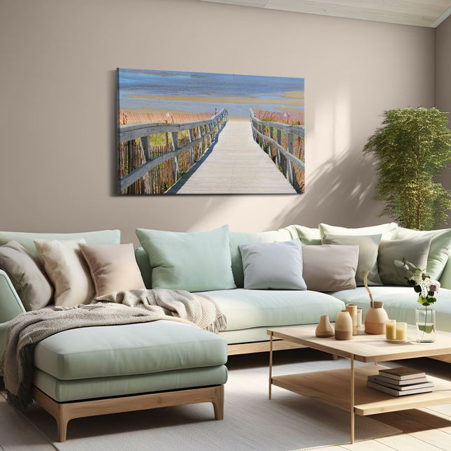 Canvas schilderij woonkamer Steiger naar 't Strand