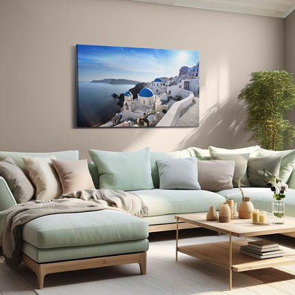 Canvas schilderij woonkamer Grieks Dorpje