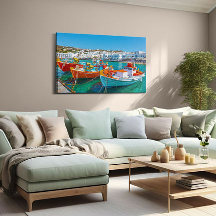 Canvas schilderij woonkamer Mykonos Islang