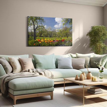 Canvas schilderij woonkamer Boomgaard in Bloei