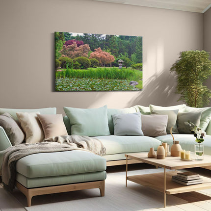 Canvas schilderij woonkamer Vijver met Lelie's