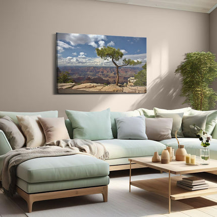 Canvas schilderij woonkamer Grand Canyon met Boom
