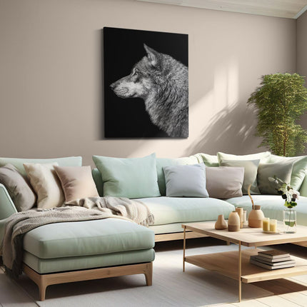 Canvas Schilderij Woonkamer Wolvenkop - Wolf - Zwart Wit