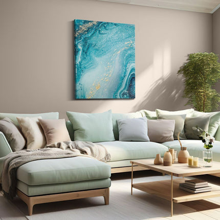 Canvas Schilderij Woonkamer Abstracte Kunst Blauwe Oceaan