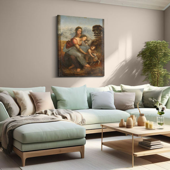 Canvas Schilderij Woonkamer Maria met Kind en Sint-Anna - Leonardo da Vinci