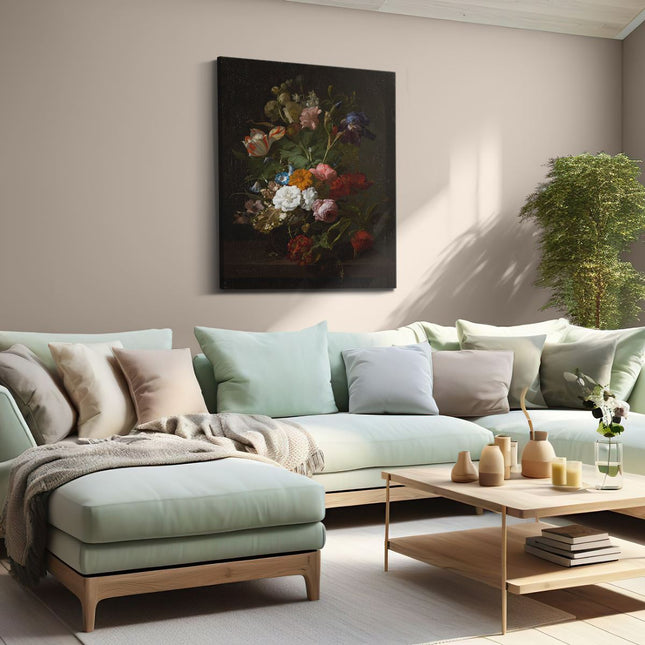 Canvas Schilderij Woonkamer Vaas met Bloemen - Rachel Ruysch
