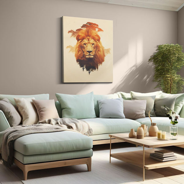 Canvas Schilderij Woonkamer Wilde Leeuw