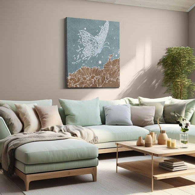 Canvas Schilderij Woonkamer Vlinder Lijnenkunst - Abstract
