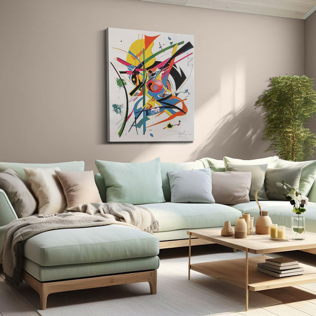 Canvas Schilderij Woonkamer Abstract Kunstwerk met veel Kleuren
