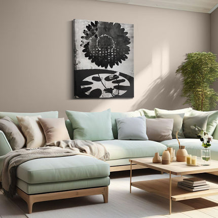 Canvas Schilderij Woonkamer Zwart Wit Beeld van een Bloem