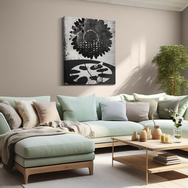 Canvas Schilderij Woonkamer Zwart Wit Beeld van een Bloem