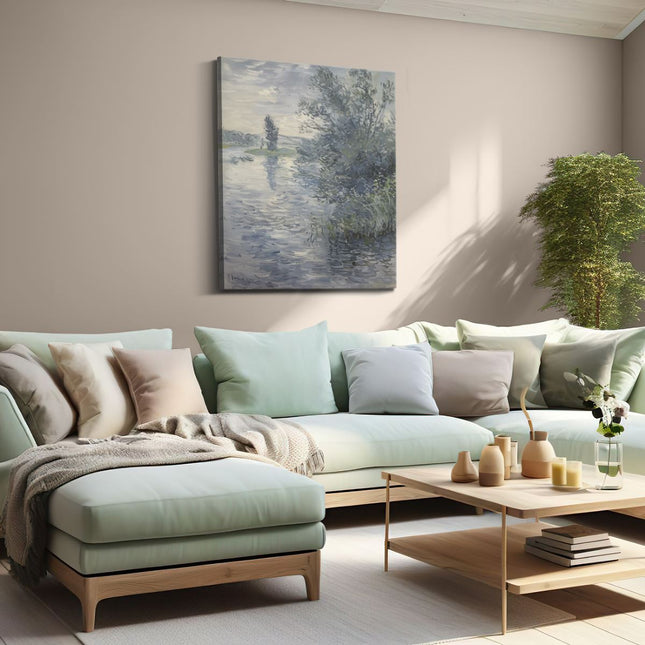 Canvas Schilderij Woonkamer Kunstwerk van een Rivier en Bomen