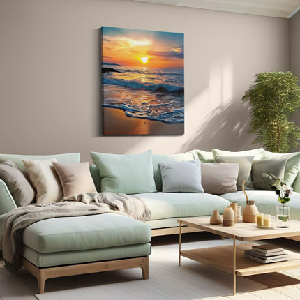 Canvas Schilderij Woonkamer Zonsondergang op een Strand