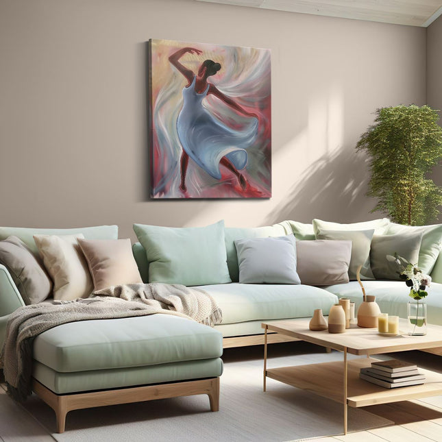Canvas Schilderij Woonkamer Danseres in een Blauwe Jurk
