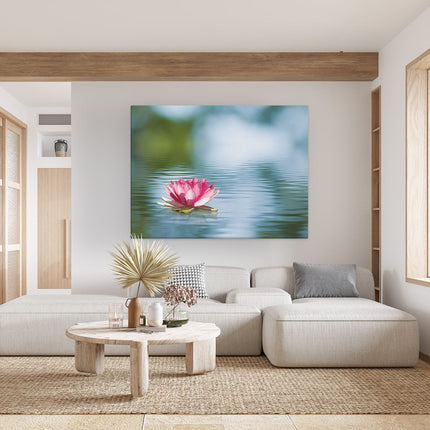 Canvas Schilderij Woonkamer Roze Lotusbloem Op Het Water