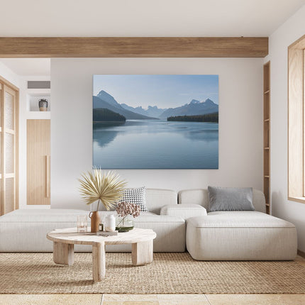 Canvas Schilderij Woonkamer Meer Bij De Bergen In Alberta, Canada