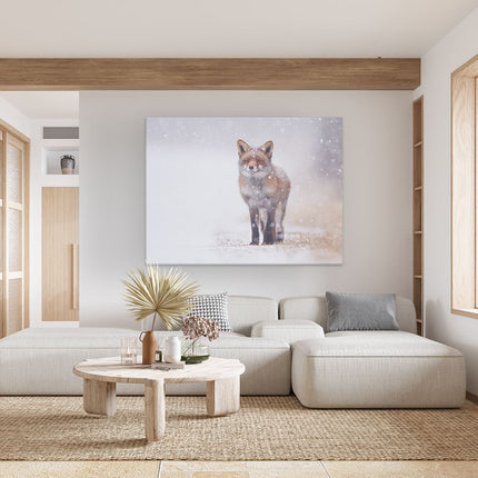 Canvas Schilderij Woonkamer Vos in de Sneeuw