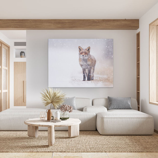 Canvas Schilderij Woonkamer Vos in de Sneeuw