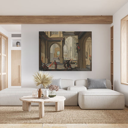 Canvas Schilderij Woonkamer Beeldenstorm in een Kerk - Dirck van Delen