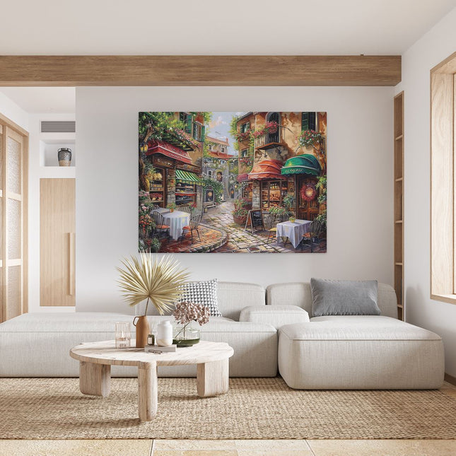 Canvas Schilderij Woonkamer Kunstwerk van een Straat in Italië