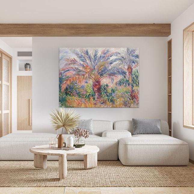 Canvas Schilderij Woonkamer Kunstwerk van Palmbomen
