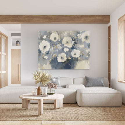 Canvas Schilderij Woonkamer Aquarelkunstwerk van Bloemen in een Vaas