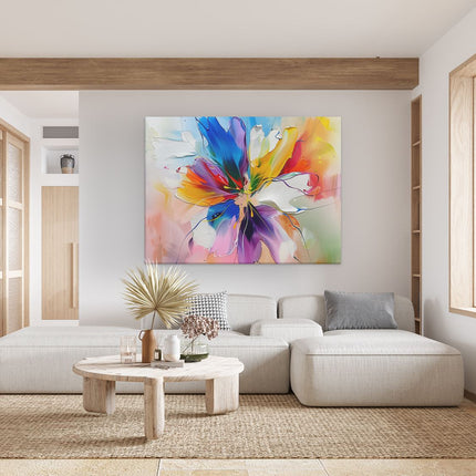Canvas Schilderij Woonkamer Abstract Kunstwerk van een Bloem