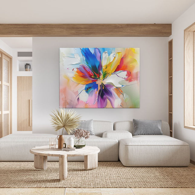 Canvas Schilderij Woonkamer Abstract Kunstwerk van een Bloem