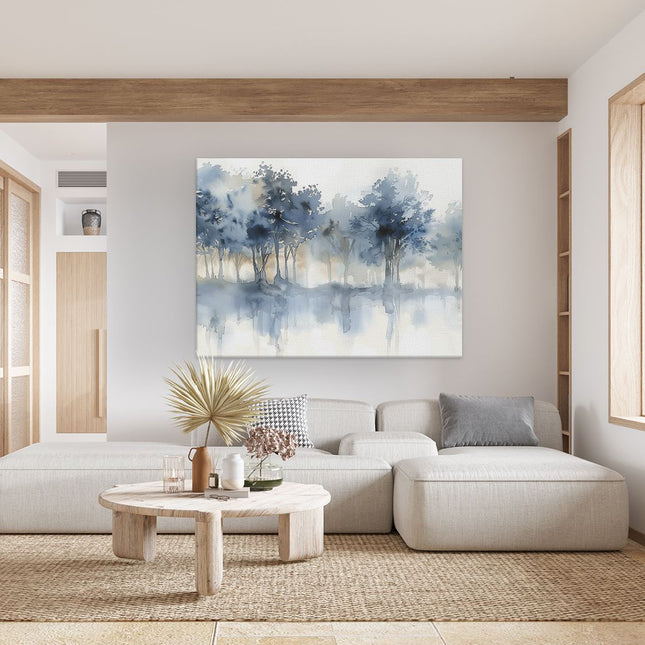 Canvas Schilderij Woonkamer Aquarelkunstwerk van Bomen