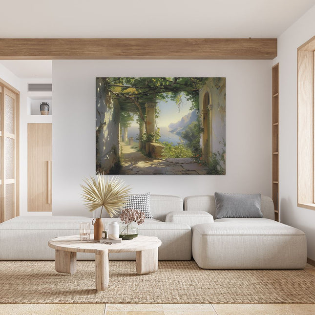 Canvas Schilderij Woonkamer Boog die naar de Zee Leidt