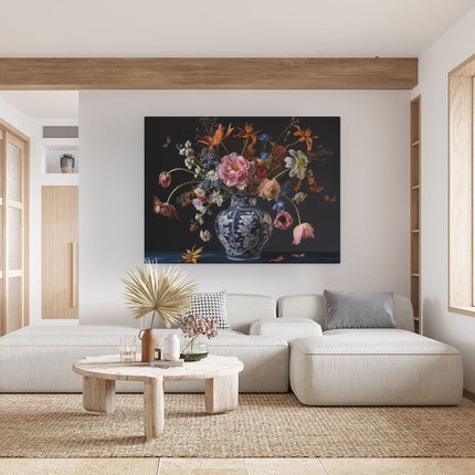 Canvas Schilderij Woonkamer Vaas Vol Bloemen