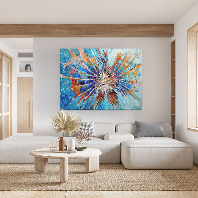 Canvas Schilderij Woonkamer Lionfish Kunstwerk