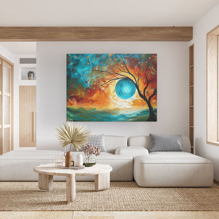 Canvas Schilderij Woonkamer Abstract Kunstwerk van een Boom
