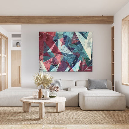 Canvas Schilderij Woonkamer Kleurrijke Abstracte Achtergrond met Driehoeken