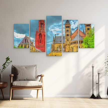 Schilderij vijfluik woonkamer basiliek van sint servaas in maastricht