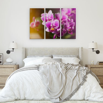 Drieluik schilderij slaapkamer Paarse Orchidee Bloemen